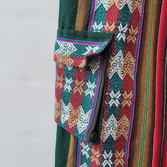 Kilim Peruvian Baggy Cargo Pants Women's Large Boho Folk  Textile Funky Joggers - Picture 5 of 9